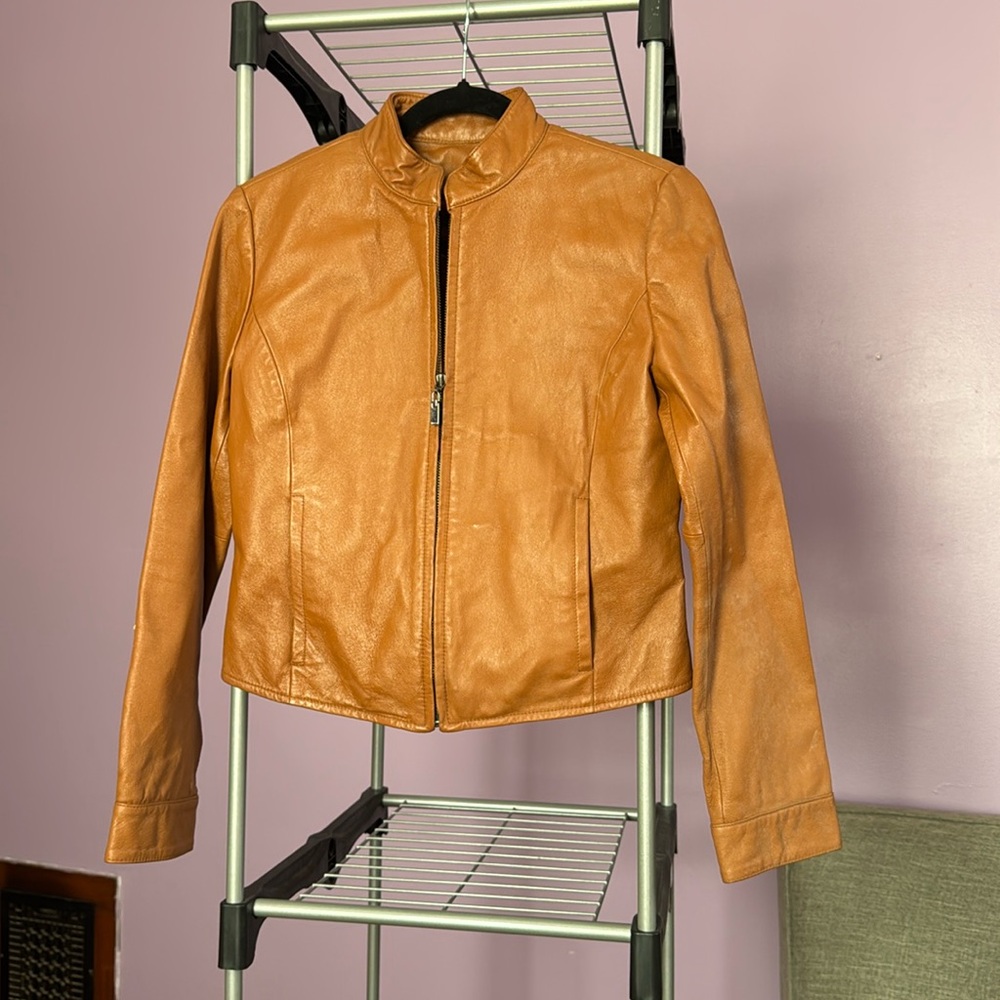 Mezzo Brown Double Lined Leather Jacket Size Small